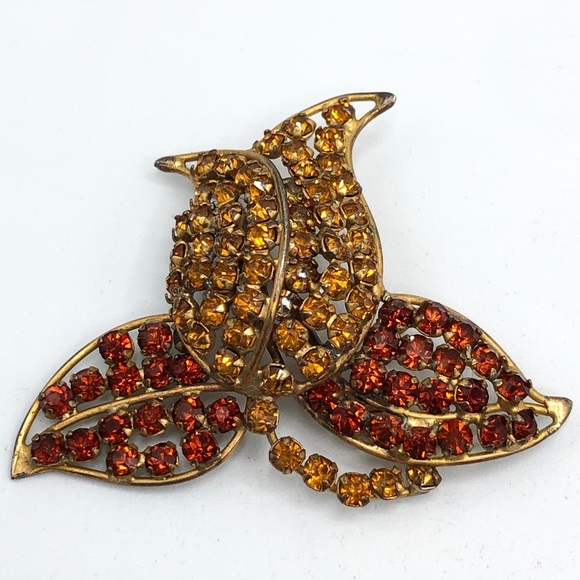 Vintage ADELE SIMPSON Rhinestone Flower Pin Brooch - Picture 3 of 6